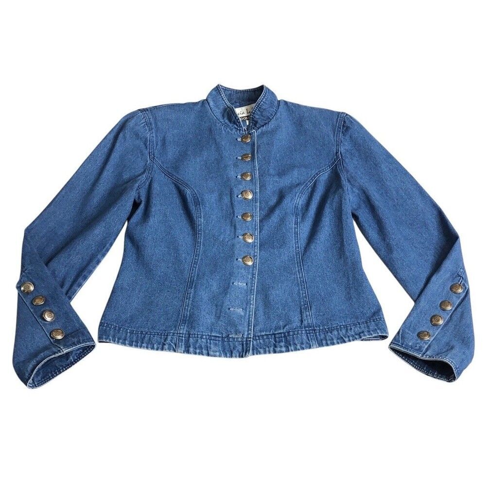 Vintage Lucia Lukken‎ Broomsticks Jacket Womens Small Blue Denim Western 80s 90s